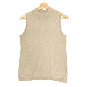 Chaps by Ralph Lauren Tan Mock Neck Sleeveless Sweater Top Size Small